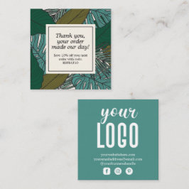 Tropical Leaves Gepersonaliseerde orde Dank u Vierkante Visitekaartje