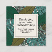 Tropical Leaves Gepersonaliseerde orde Dank u Vierkante Visitekaartje (Voorkant)