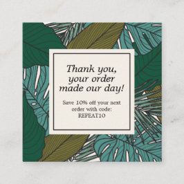 Tropical Leaves Gepersonaliseerde orde Dank u Vierkante Visitekaartje