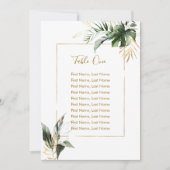 Tropical Leaves Gold Seating Chart Table Card (Voorkant)