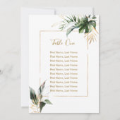 Tropical Leaves Gold Seating Chart Table Card (Achterkant)