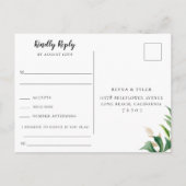 Tropical Leaves Golden Wedding Song Request RSVP Uitnodiging Briefkaart (Achterkant)