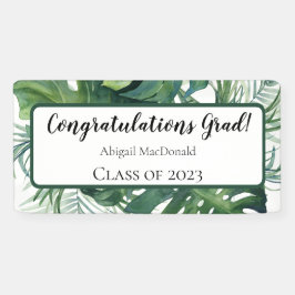 Tropical Leaves Graduation Party Banner