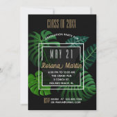 Tropical Leaves Graduation Party Uitnodiging (Voorkant)