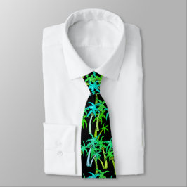 Tropical leaves green necktie stropdas