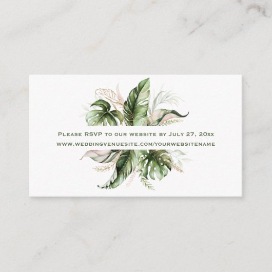 Tropical Leaves Greenery RSVP naar website | Informatiekaartje (Voorkant)