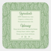 Tropical Leaves Groene Kaars Ingrediënten Label (Voorkant)