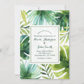 Tropical Leaves Hawaiian Summer Wedding Invitation Kaart (Voorkant)