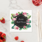 Tropical Leaves Hibiscus Flamingos Elegant Party Servet (Insitu)
