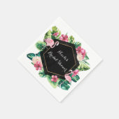 Tropical Leaves Hibiscus Flamingos Elegant Party Servet (Hoek)