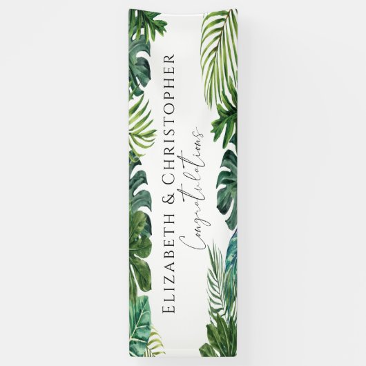 Tropical Leaves Island bruiloft Spandoek (Verticaal)
