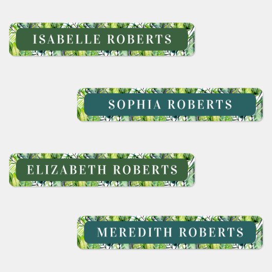 Tropical Leaves Kinder naam Waterproof Labels (Groep)