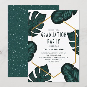 Tropical Leaves Lijst Graduation Party Kaart