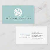 Tropical Leaves Logo op Aqua voor vakantieverhuur Visitekaartje (Voorkant / Achterkant)