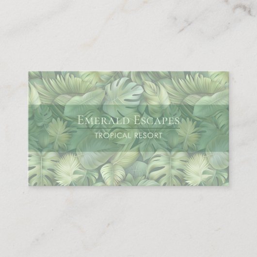 Tropical Leaves Monogram Business Card Visitekaartje (Voorkant)