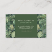 Tropical Leaves Monogram Business Card Visitekaartje (Achterkant)