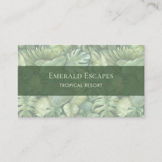 Tropical Leaves Monogram Business Card Visitekaartje (Voorkant)