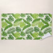 Tropical Leaves & Monstera Seamless Pattern Strandlaken (Voorkant)