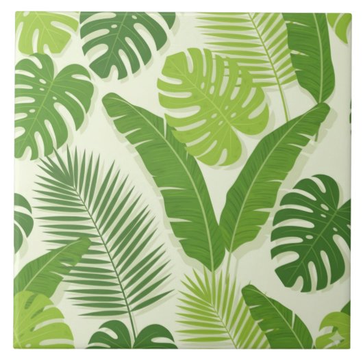 Tropical Leaves & Monstera Seamless Pattern Tegeltje (Voorkant)