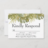 Tropical Leaves Palm Wedding RSVP-Kaart Bedankkaart (Voorkant)