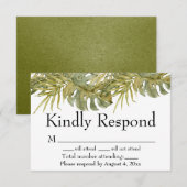Tropical Leaves Palm Wedding RSVP-Kaart Bedankkaart (Voorkant / Achterkant)