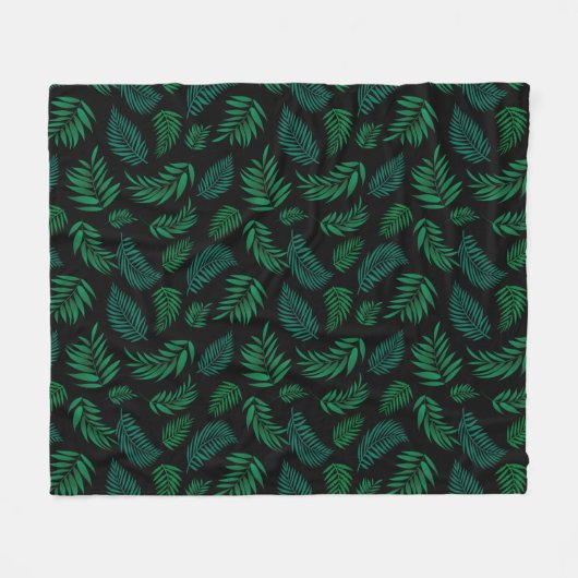Tropical Leaves Pattern 2 Fleece Deken (Voorkant (Horizontaal))