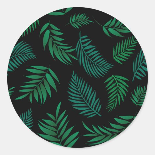 Tropical Leaves Pattern 2 Ronde Sticker (Voorkant)