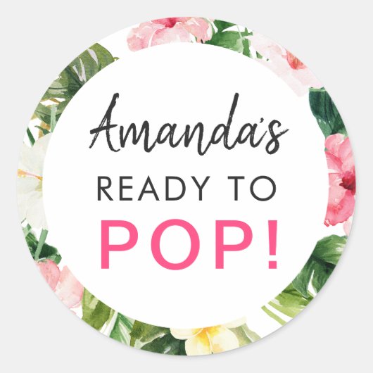 Tropical Leaves Ready to Pop Baby shower Sticker (Voorkant)