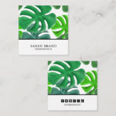 Tropical Leaves: sociale media Vierkante Visitekaartje (Voorkant / Achterkant)