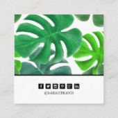 Tropical Leaves: sociale media Vierkante Visitekaartje (Achterkant)