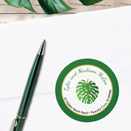 Tropical Leaves Vakantieverlichting Leuk retouradr Ronde Sticker