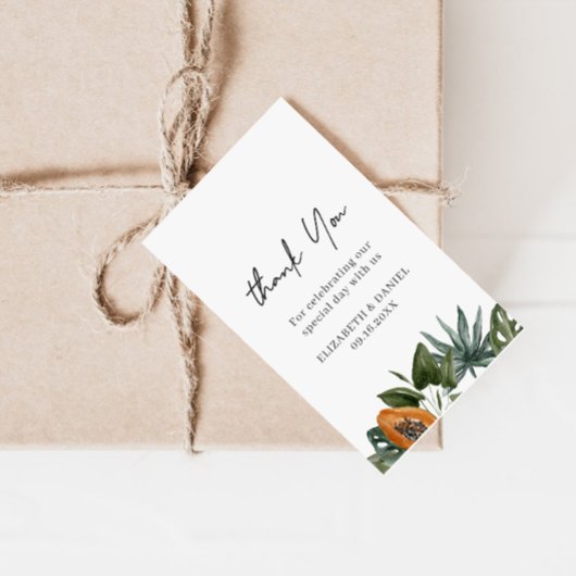 Tropical Leaves Wedding Thank You Cadeaulabel