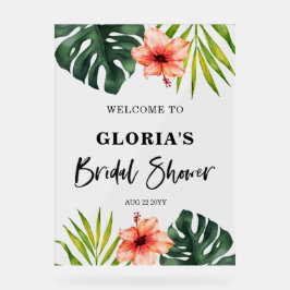 Tropical Leaves Wedding Welcome Acryl Bord