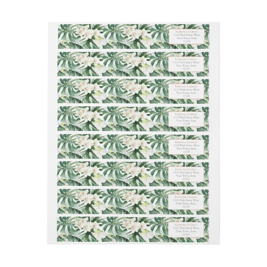 Tropical Leaves White Orchid Oerwoud retouradres (Vel)