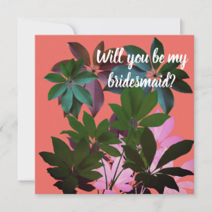 Tropical Leaves, wil je mijn bruidsmeisje zijn? Bedankkaart