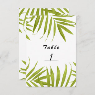 Tropical Leaves Zomer Trouwtafel Nummer Kaart