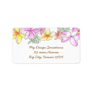 Tropical Lei address label, Plumeria bloemen Etiket