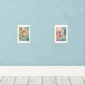 Tropical Leopard & Cheetah Wall Art Print Set | (Houten vloer)