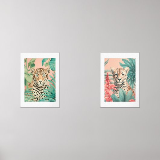 Tropical Leopard & Cheetah Wall Art Print Set | (Voorkant)