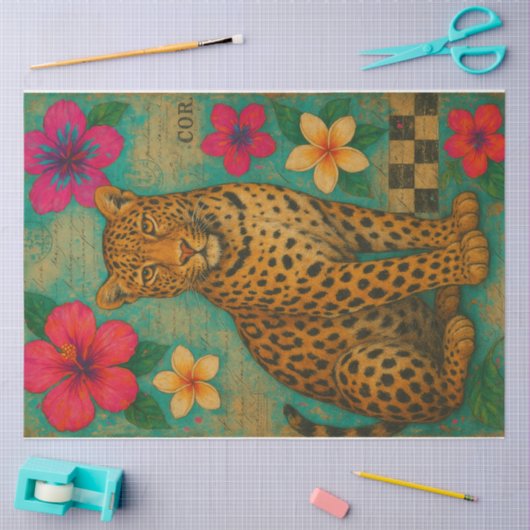 Tropical Leopard Lounge Decoupage Papier – Exotisc (Craft)