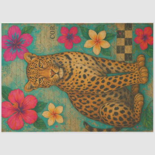 Tropical Leopard Lounge Decoupage Papier – Exotisc (Voorkant)