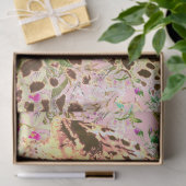 Tropical leopard print floral Hawaiian pink yellow Tissuepapier (Geschenk)