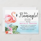 Tropical Let's Flamingle Baby shower Invitation Kaart (Voorkant)