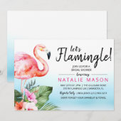 Tropical Let's Flamingle Bridal Shower Uitnodiging (Voorkant / Achterkant)