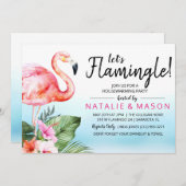 Tropical Let's Flamingle Housewarming Uitnodiging (Voorkant / Achterkant)