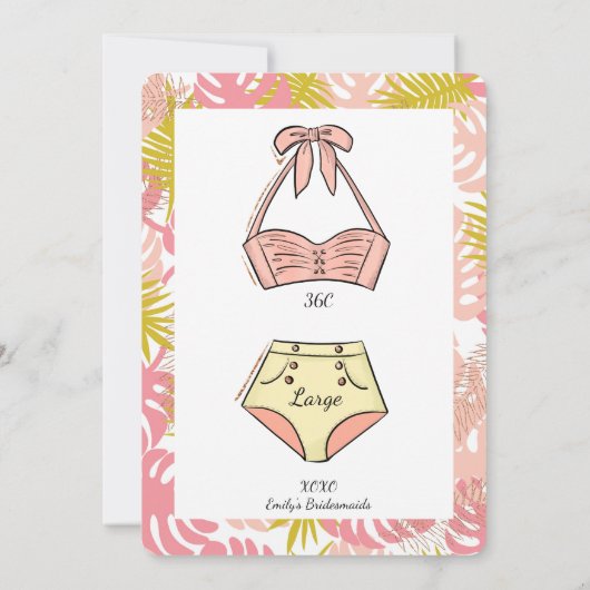 Tropical Lingerie Shower Redhead Bride Kaart (Achterkant)