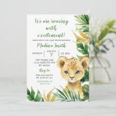 Tropical Lion Cub Boy Baby shower Uitnodiging (Staand voorkant)