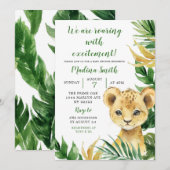 Tropical Lion Cub Boy Baby shower Uitnodiging (Voorkant / Achterkant)