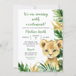 Tropical Lion Cub Boy Baby shower Uitnodiging