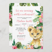 Tropical Lion Cub Meisje Baby shower Uitnodiging (Voorkant / Achterkant)